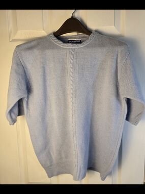 Pendleton Pale Blue Women's Short Sleeve Crewneck Sweater Old Money Preppy
